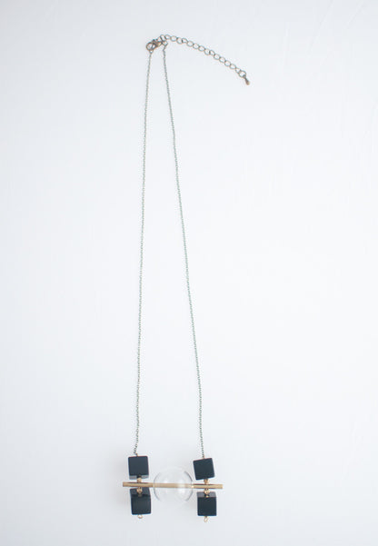 Square Onyx Beads Necklace - sanwaitsai
