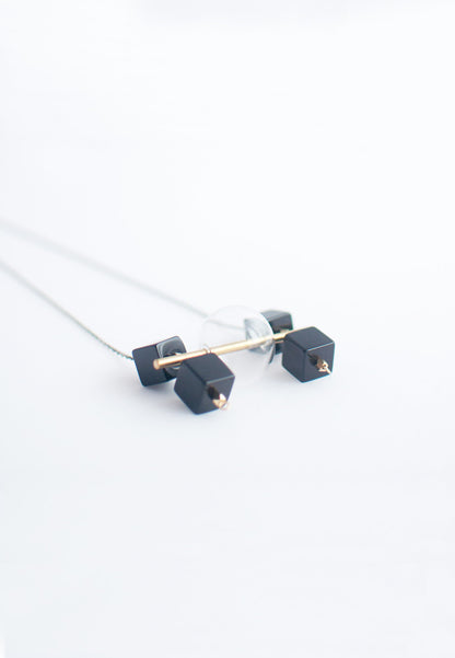 Square Onyx Beads Necklace - sanwaitsai