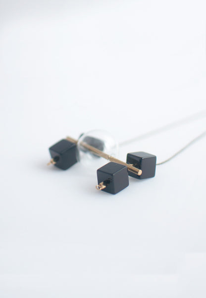 Square Onyx Beads Necklace - sanwaitsai