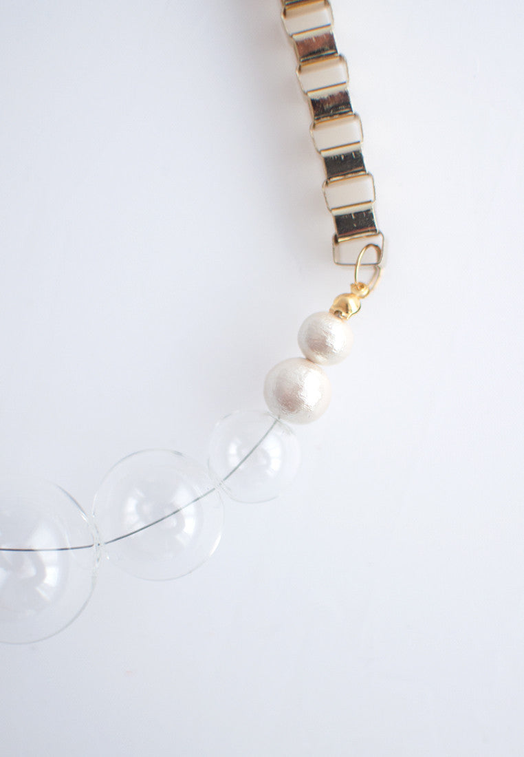 Glass Beads Metal Necklace - sanwaitsai