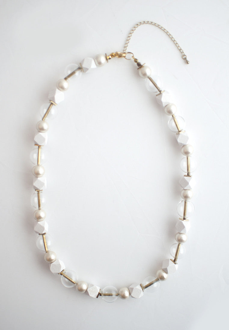 Cotton Pearls Glass Necklace - sanwaitsai