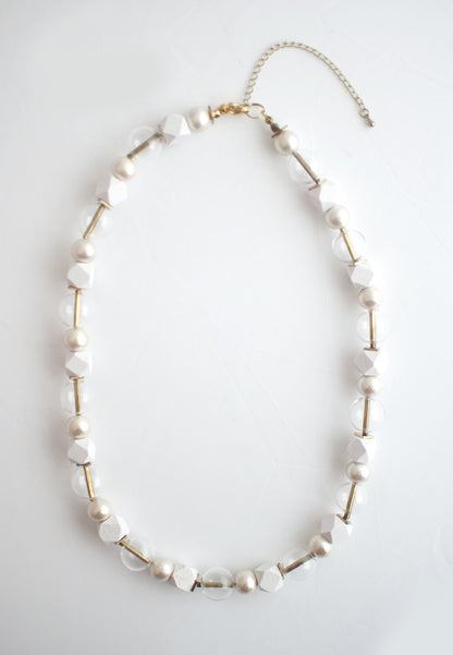 Cotton Pearls Glass Necklace - sanwaitsai