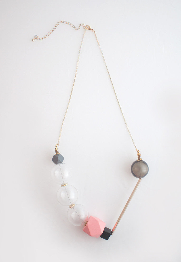 Pink Glass Beads Necklace - sanwaitsai