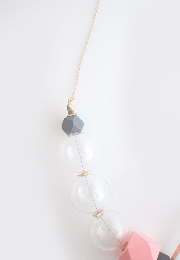 Pink Glass Beads Necklace - sanwaitsai