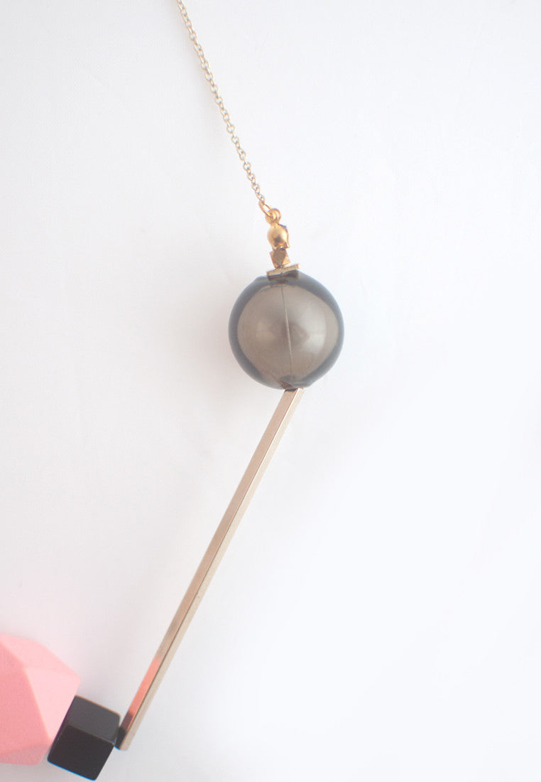 Pink Glass Beads Necklace - sanwaitsai