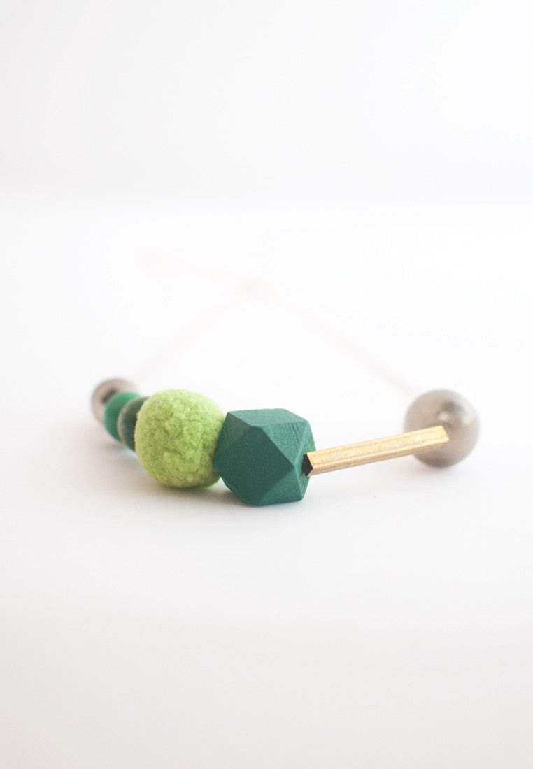 Green Glass Bead Necklace - sanwaitsai