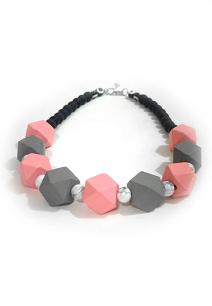 Pink Grey Howlite Necklace - sanwaitsai