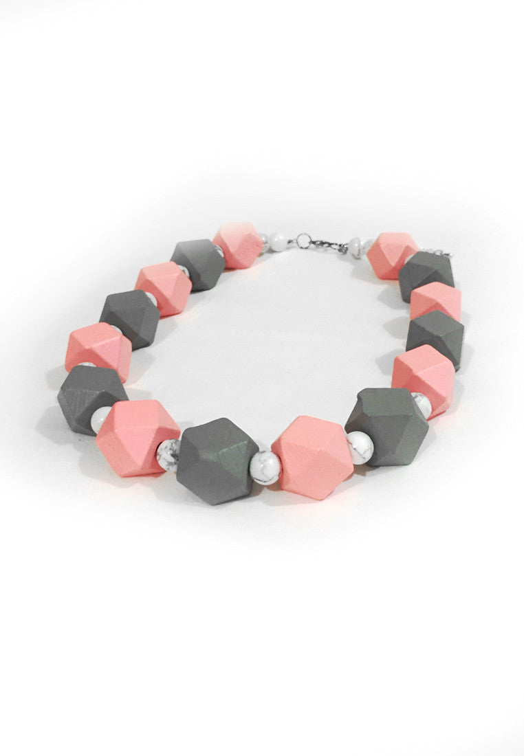 Pink White Howlite Necklace - sanwaitsai