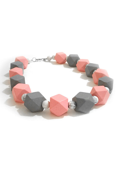 Pink White Howlite Necklace - sanwaitsai
