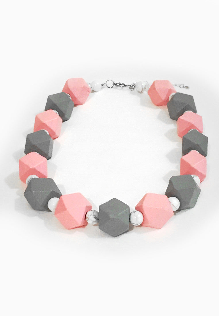 Pink White Howlite Necklace - sanwaitsai