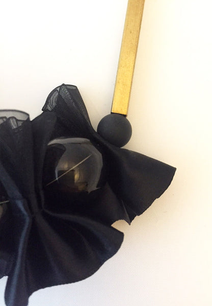 Black Lace Glass Beads Necklace - sanwaitsai