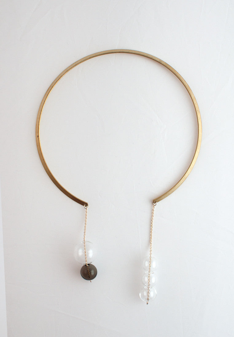 Glass & Metal Collar Necklace - sanwaitsai - 2