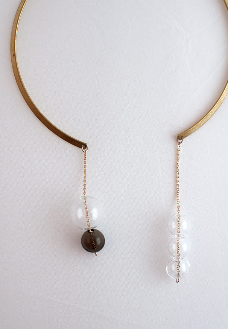 Glass & Metal Collar Necklace - sanwaitsai - 3