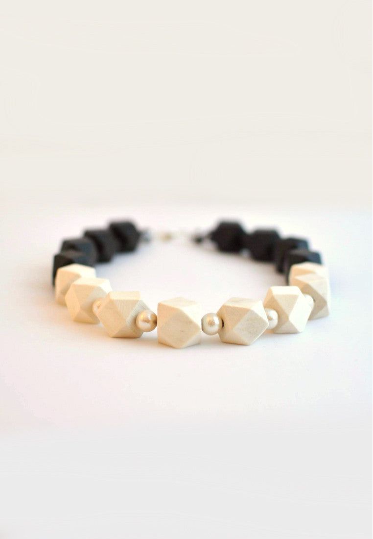 Black & White Wood Necklace - sanwaitsai - 1