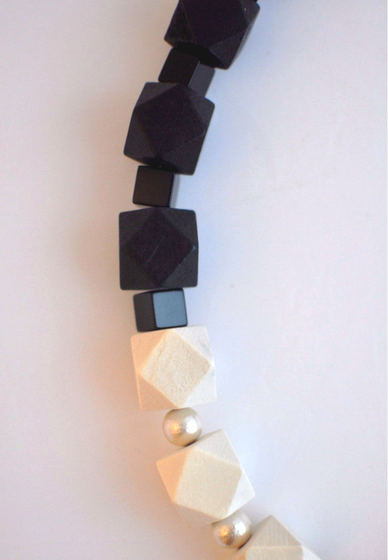 Black & White Wood Necklace - sanwaitsai - 3