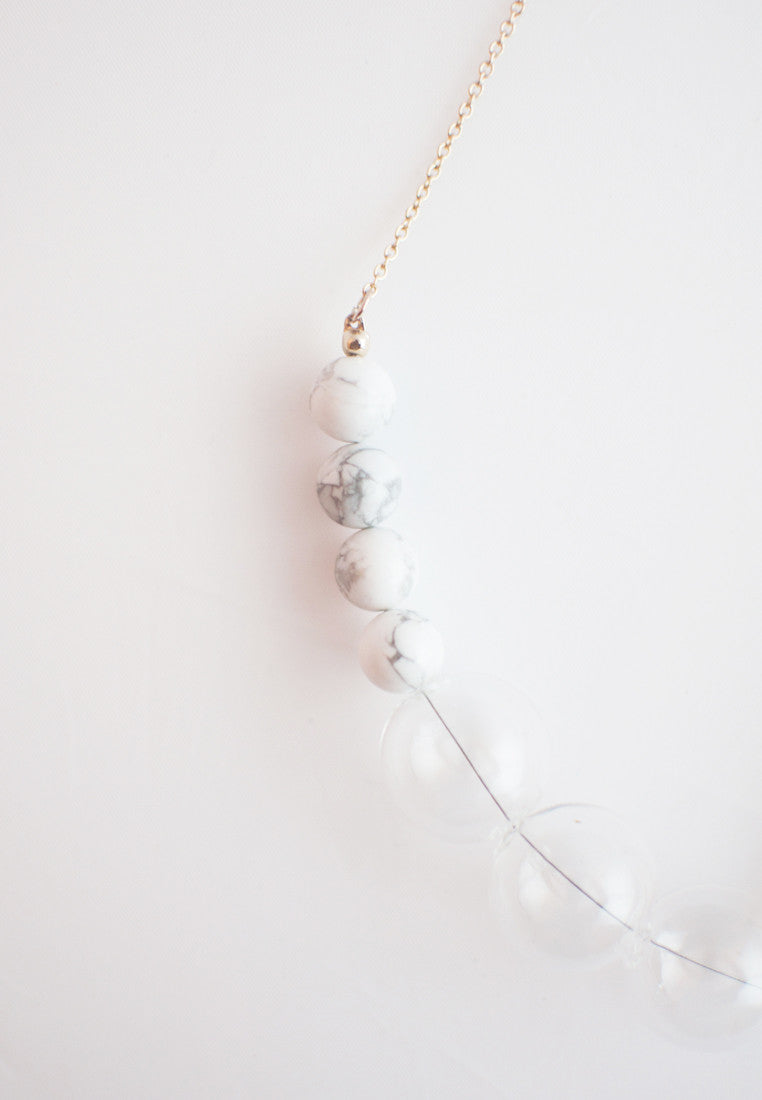 Howlite Glass Necklace - sanwaitsai - 2