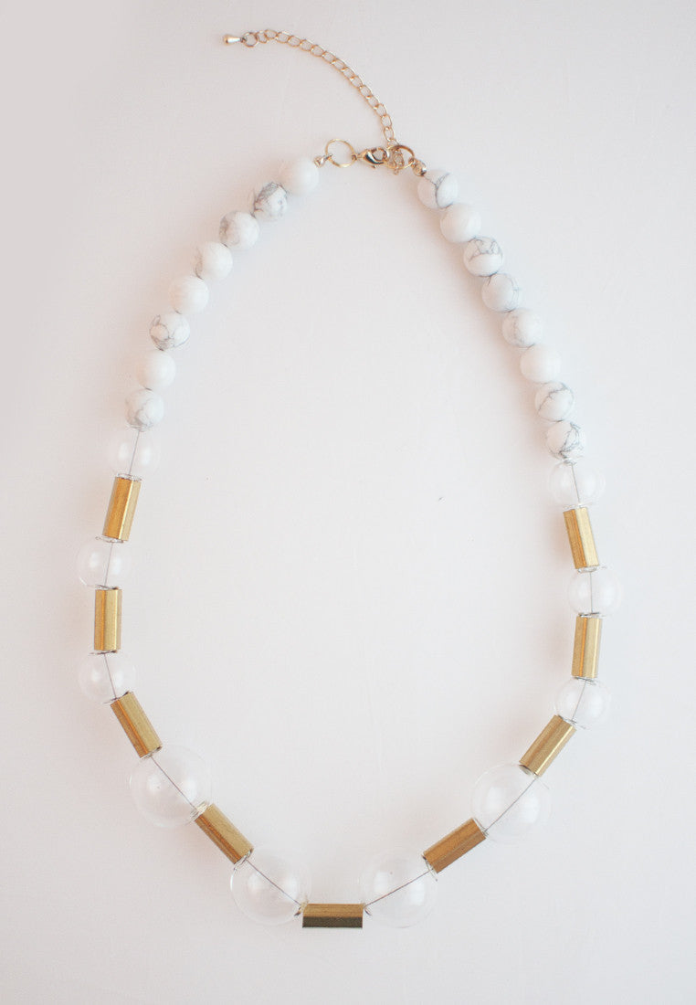 Glass Howlite Necklace - sanwaitsai - 2