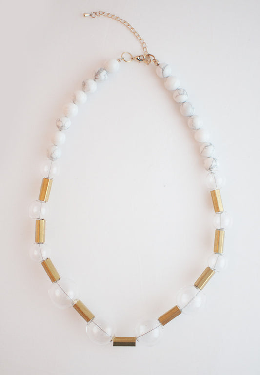 Glass Howlite Necklace - sanwaitsai - 2