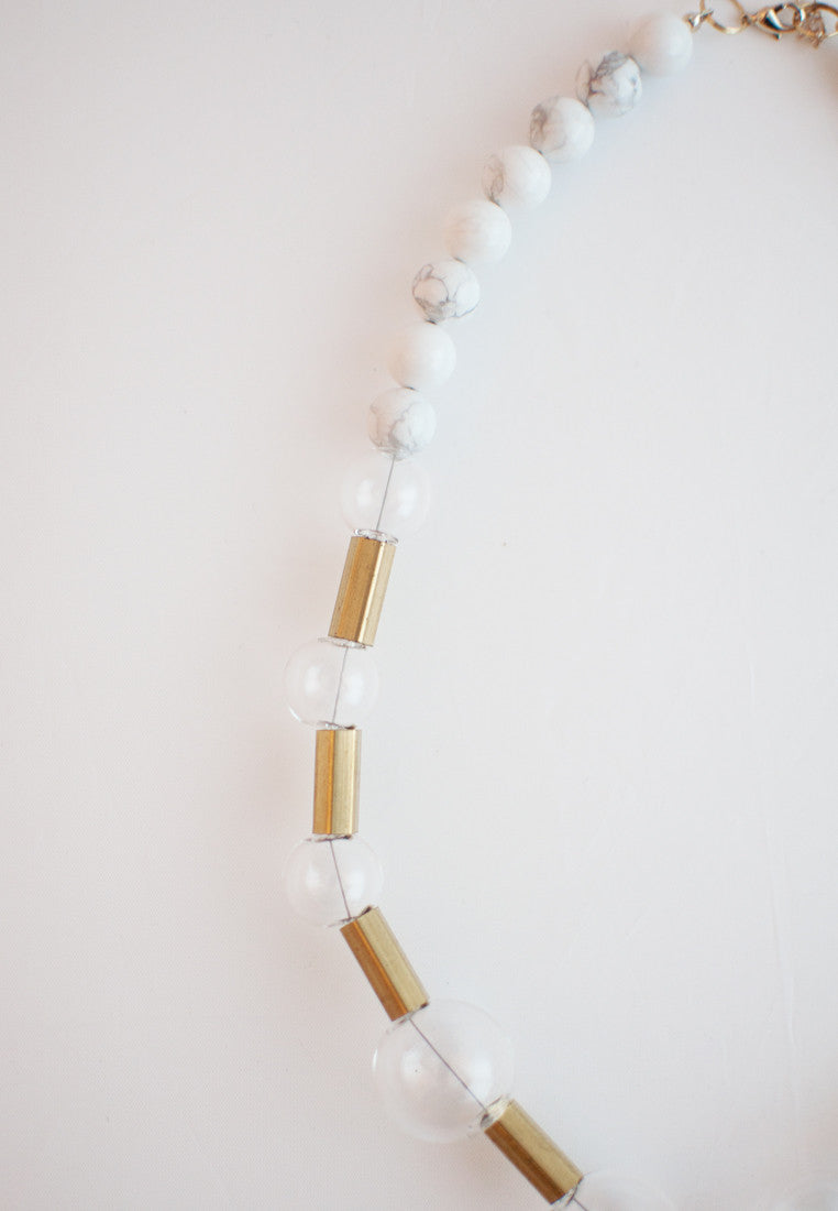 Glass Howlite Necklace - sanwaitsai - 3