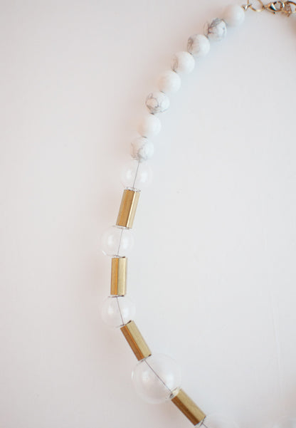 Glass Howlite Necklace - sanwaitsai - 3