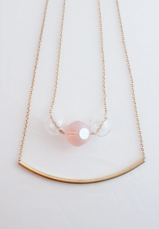 Glass Metal Double Necklace - sanwaitsai - 2