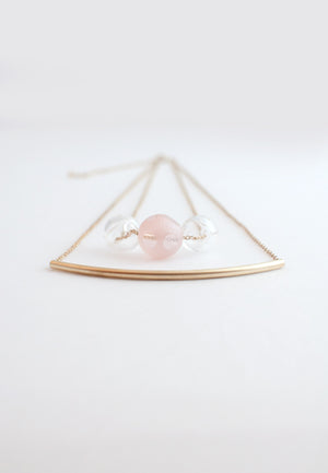 Glass Metal Double Necklace - sanwaitsai - 1