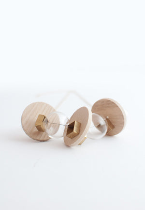 Round Wood Glass Metal Necklace - sanwaitsai - 1