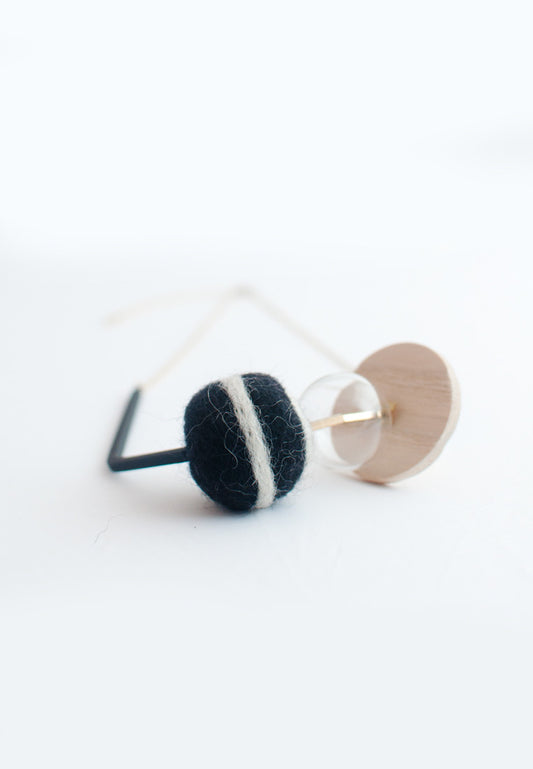 Felt Ball Wood Metal Necklace - sanwaitsai - 1