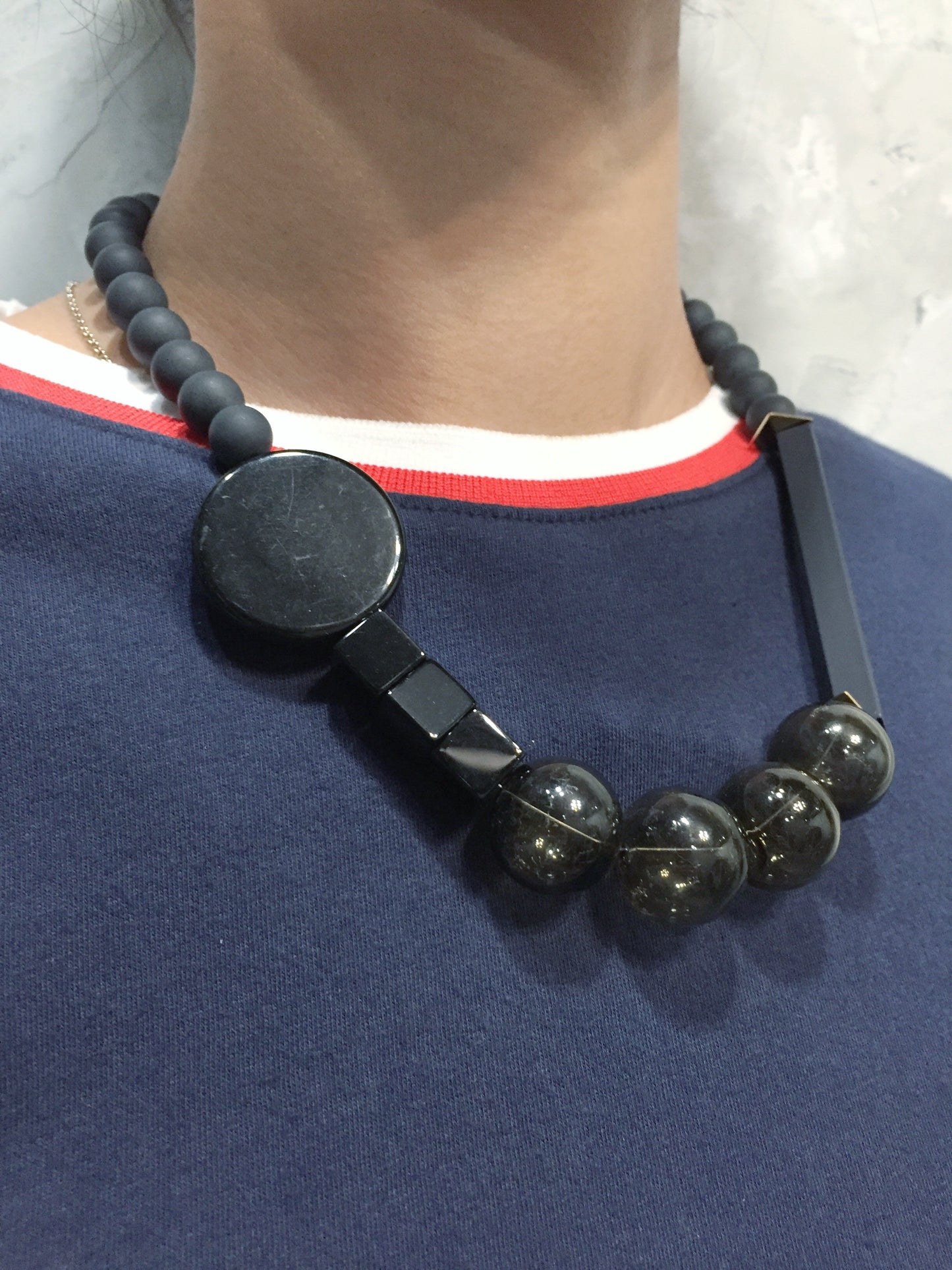 Black Matte Onyx Glass Necklace