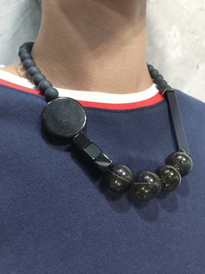 Black Matte Onyx Glass Necklace